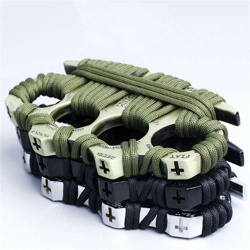 Self Defense Knuckle Duster Tiger Safety Defense Four Finger Knuckle Duster Outdoor Self Defense Portable Pocket EDC Bracelet Tool - Image 1