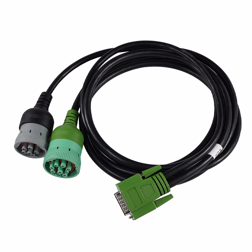Green Type2 J1939 9pin Female to OBD2 Female and to J1939 Male Splitter Y Cable for Truck Freightliner GPS Eld Tracker - Image 6
