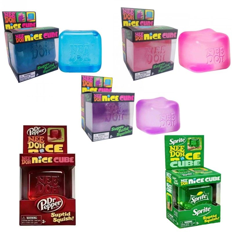 Nee Doh Ice Cube Shaped Fidget Toy Stress Relief Ball Soft Squishy Sensory Ball Needoh Nice Cube Fidget Cube Anti-Anxiety Squeeze toys Maltose Decompression Toy - Image 1