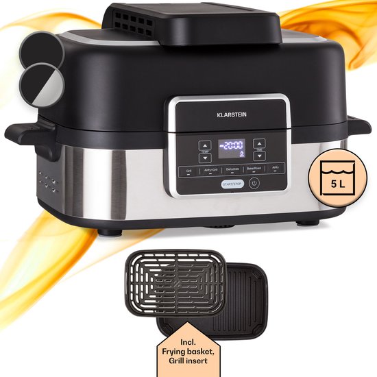Combo Air grill heteluchtfriteuse 5 programma's 1500 watt 4,5 liter grillmand 2,5 liter frituurmand - Image 1