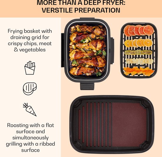 Combo Air grill heteluchtfriteuse 5 programma's 1500 watt 4,5 liter grillmand 2,5 liter frituurmand - Image 3