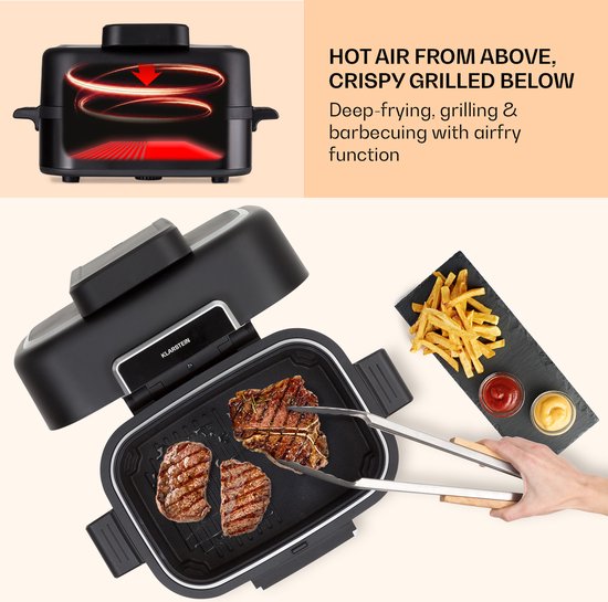 Combo Air grill heteluchtfriteuse 5 programma's 1500 watt 4,5 liter grillmand 2,5 liter frituurmand - Image 6