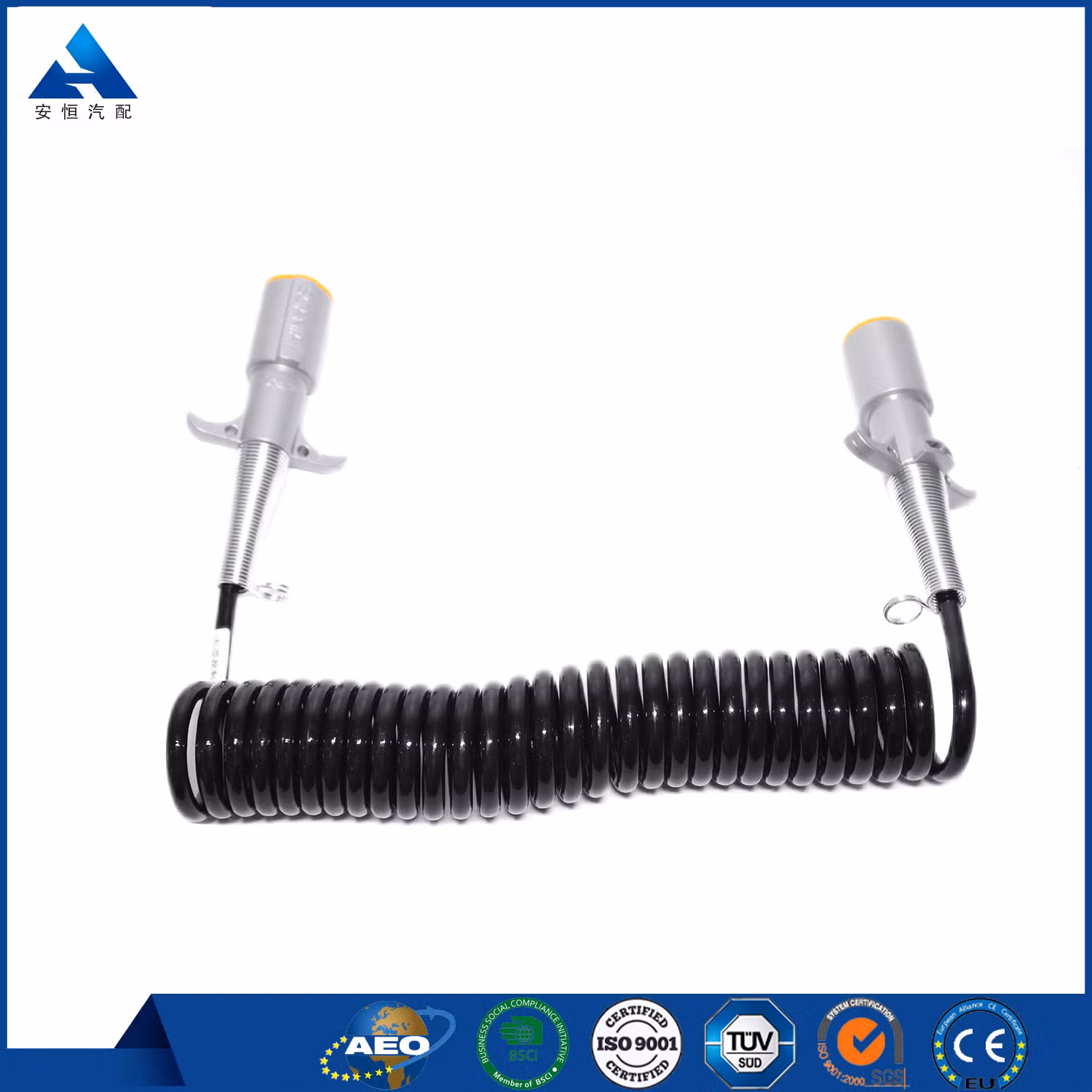 7 Pin 15′ Seven Electric Coil Connector Cable for Mack Vnl Freightliner Truck Trailer Parts Hot of Sale - Image 1