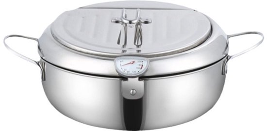 Frituurpan - Friteuse - 3.2 L, 304 roestvrij staal met temperatuurregeling en uitlekrekje – Geschikt voor het frituren van friet, gefrituurde kip, enz– stijl met deksel - Image 8