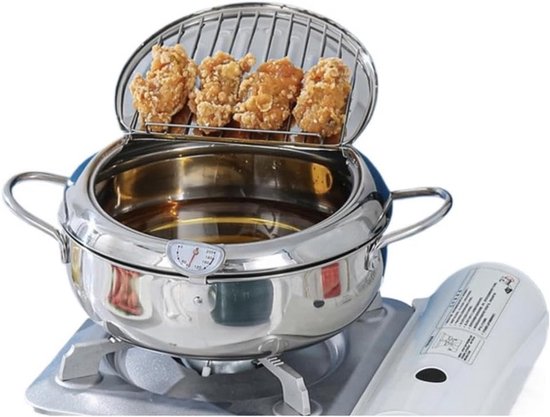 Frituurpan - Friteuse - 3.2 L, 304 roestvrij staal met temperatuurregeling en uitlekrekje – Geschikt voor het frituren van friet, gefrituurde kip, enz– stijl met deksel - Image 9