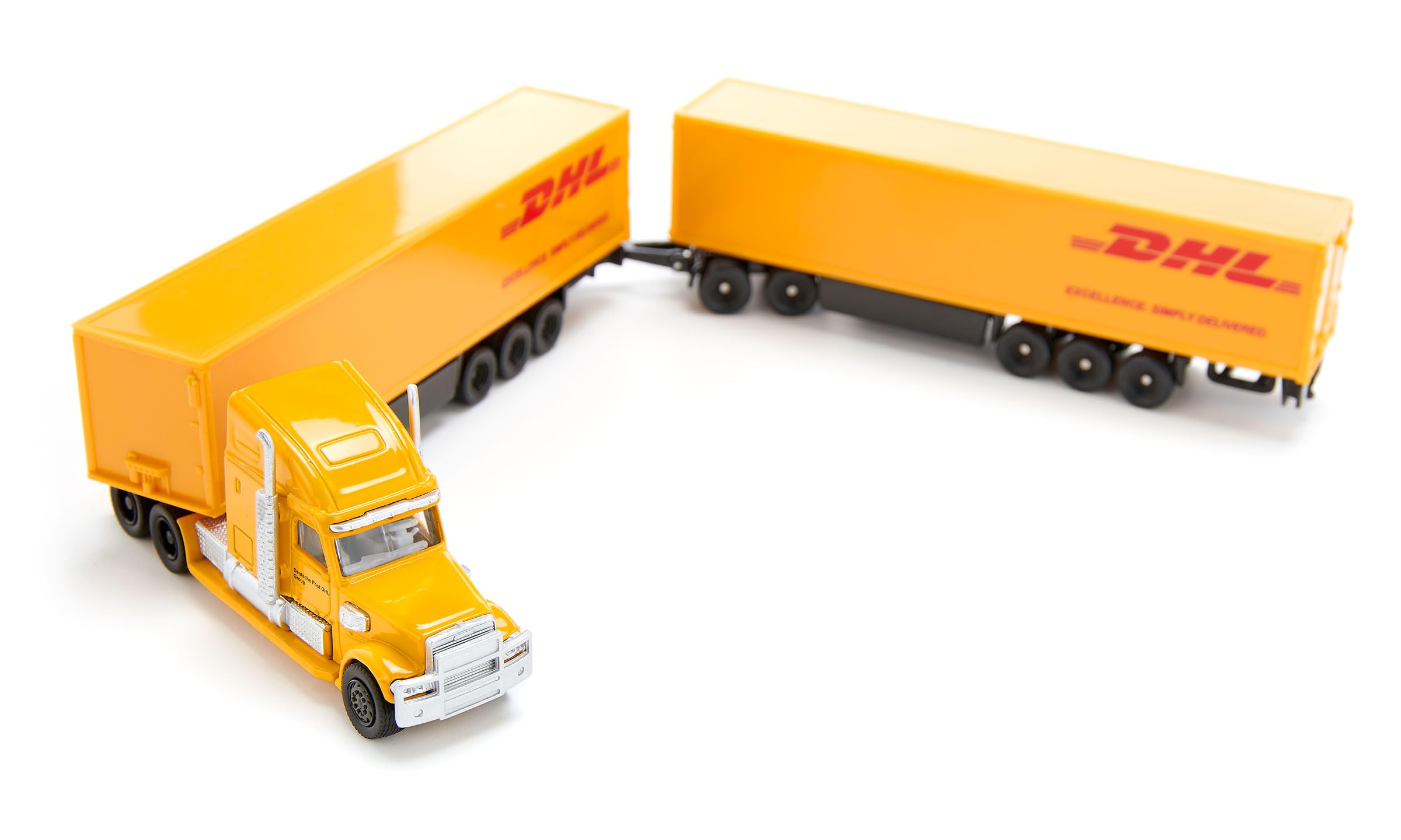 Siku 1806, Freightliner DHL Road Train, Tractor with Trailer and Trailer, 1:87, Metal/Plastic, Yellow, Detachable Trailer, Opening Trailer Doors - Image 2