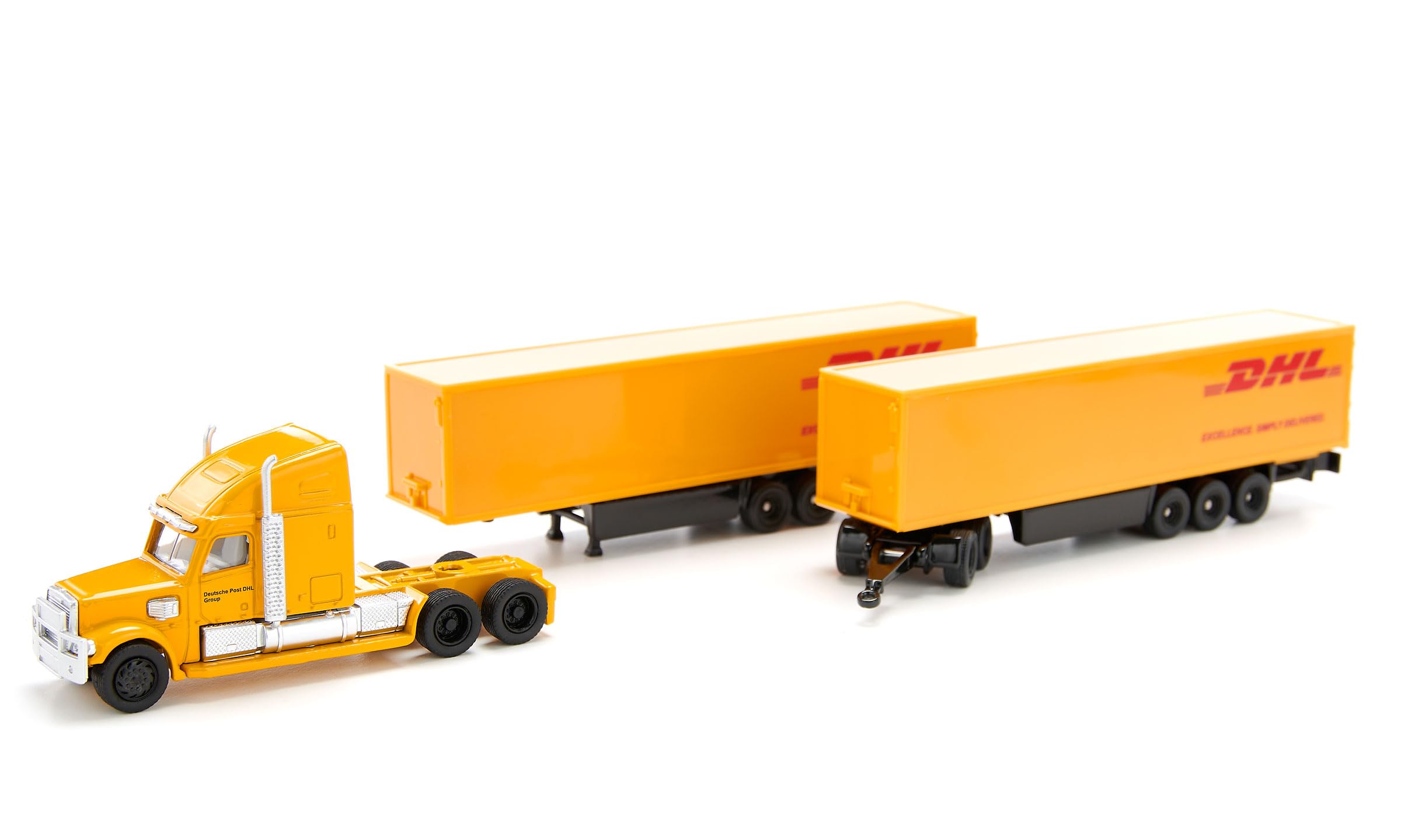 Siku 1806, Freightliner DHL Road Train, Tractor with Trailer and Trailer, 1:87, Metal/Plastic, Yellow, Detachable Trailer, Opening Trailer Doors - Image 3