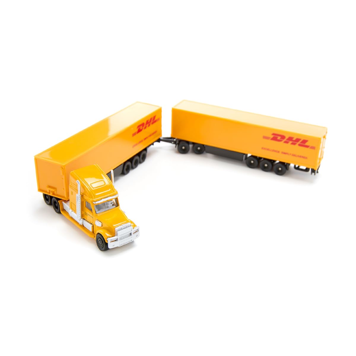 Siku 1806, Freightliner DHL Road Train, Tractor with Trailer and Trailer, 1:87, Metal/Plastic, Yellow, Detachable Trailer, Opening Trailer Doors - Image 4