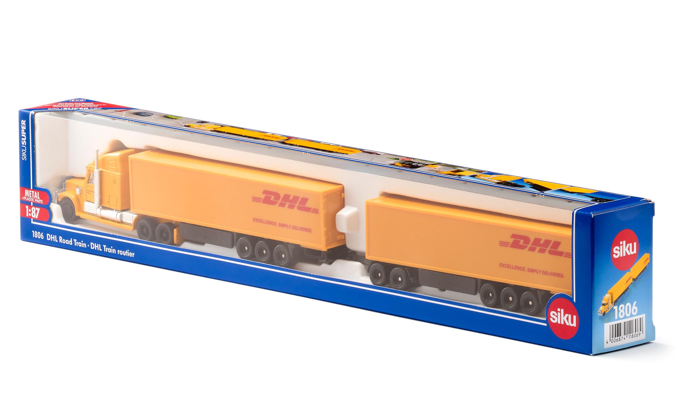 Siku 1806, Freightliner DHL Road Train, Tractor with Trailer and Trailer, 1:87, Metal/Plastic, Yellow, Detachable Trailer, Opening Trailer Doors - Image 7
