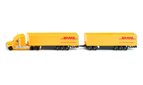 Siku 1806, Freightliner DHL Road Train, Tractor with Trailer and Trailer, 1:87, Metal/Plastic, Yellow, Detachable Trailer, Opening Trailer Doors - Image 9