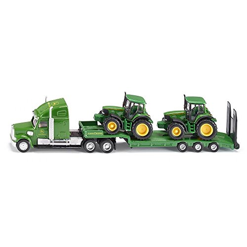 siku 1837 Low Loader with 2 John Deere Tractors, 1:87, Metal/Plastic, Green, Folding Tailgate - Image 7