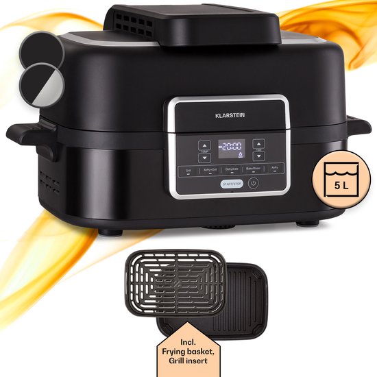 Combo Air grill heteluchtfriteuse 5 programma's 1500 watt 4,5 liter grillmand 2,5 liter frituurmand - Image 1