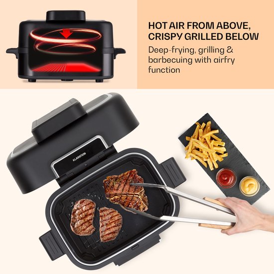 Combo Air grill heteluchtfriteuse 5 programma's 1500 watt 4,5 liter grillmand 2,5 liter frituurmand - Image 2