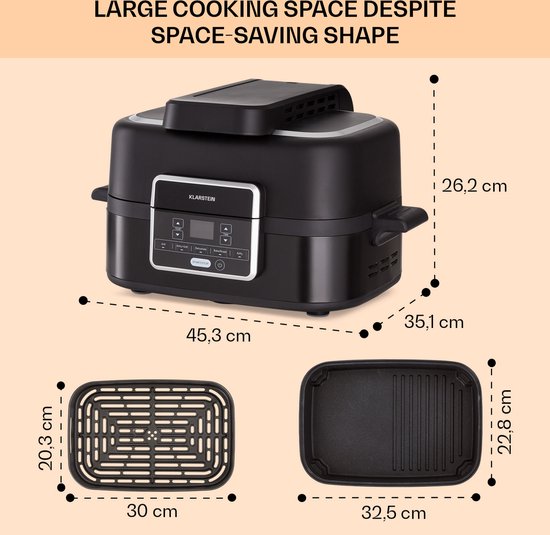 Combo Air grill heteluchtfriteuse 5 programma's 1500 watt 4,5 liter grillmand 2,5 liter frituurmand - Image 4