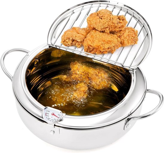 Friteuse Pot - Frituurpan - Gezond Frituren - Temperatuurregeling - 42 Liter - Zilver - Image 1