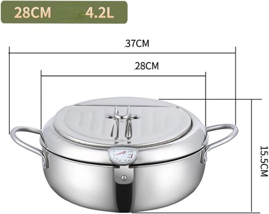 Friteuse Pot - Frituurpan - Gezond Frituren - Temperatuurregeling - 42 Liter - Zilver - Image 7