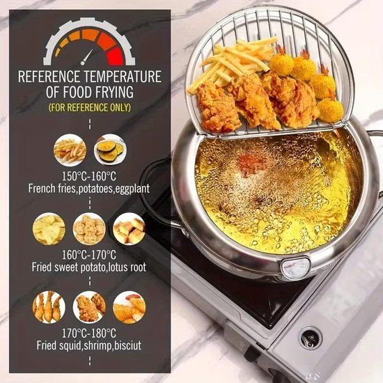 Friteuse Pot - Frituurpan - Gezond Frituren - Temperatuurregeling - 42 Liter - Zilver - Image 2