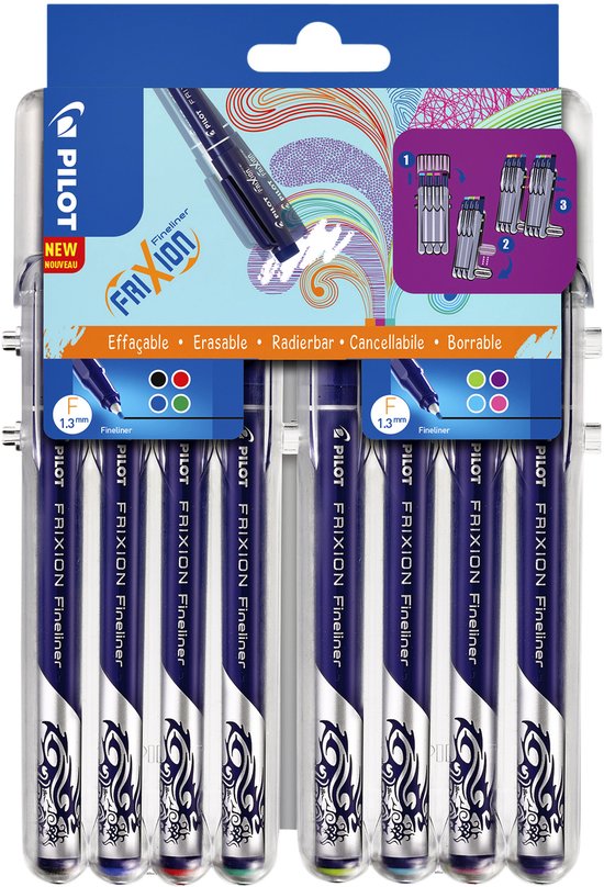 Pilot FriXion Fineliner stuks set - Set met uitwisbare fineliner stift met 0,45 - Image 1