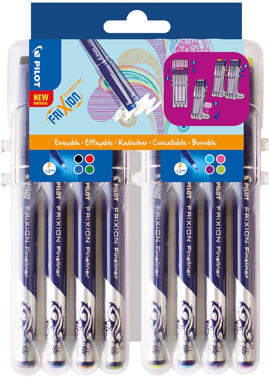 Pilot FriXion Fineliner stuks set - Set met uitwisbare fineliner stift met 0,45 - Image 2