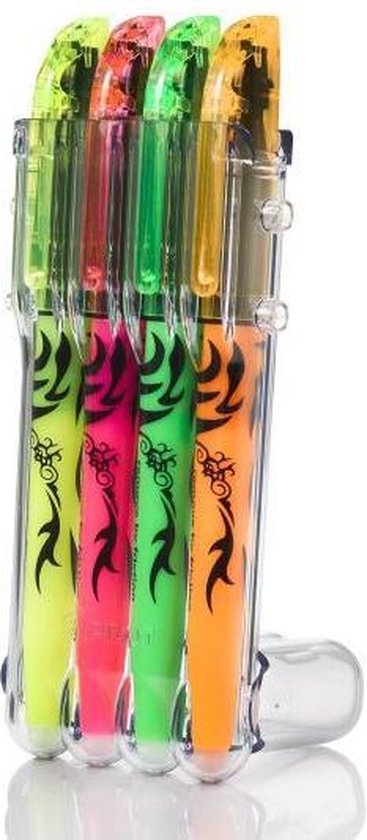 Pilot FriXion - Markeerstiften -  Groen, Oranje, Roze, Geel - per 4 verpakt. - Image 2