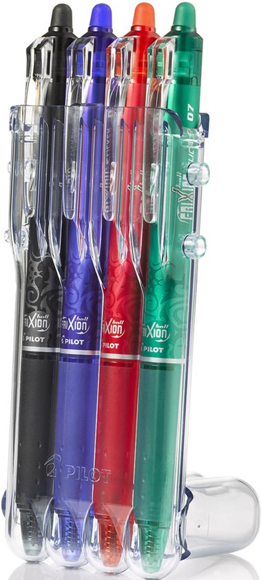 Pilot FriXion - Clicker pennenset 0.7mm - Zwart, Blauw, Groen, Rood - per 4 verpakt - Image 2