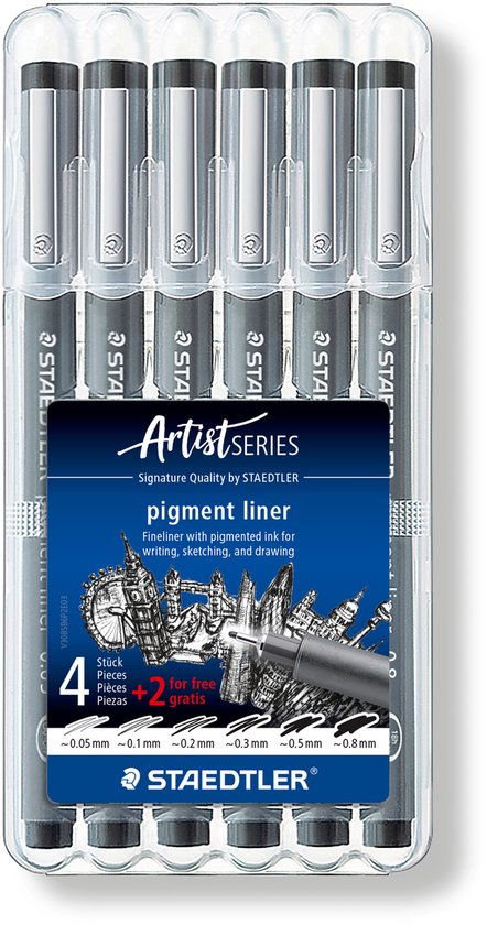 STAEDTLER - Artist Series - pigment liner - PROMO box 6 st (4 + 2 GRATIS) - Image 1