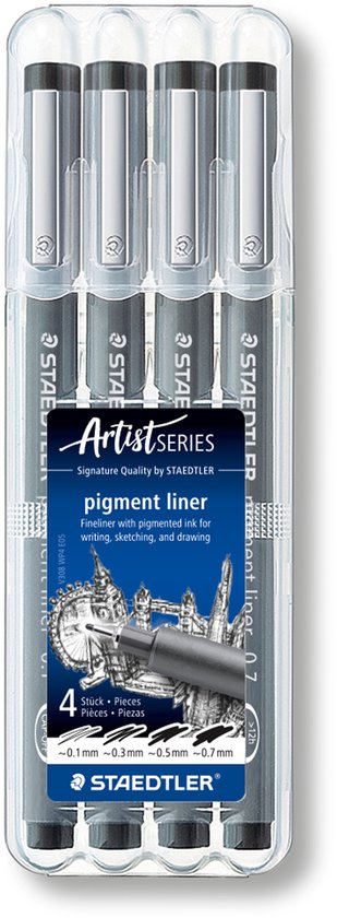 STAEDTLER - Artist Series - pigment liner 308 - fineliner - box met 4 lijnbreedten - Image 1