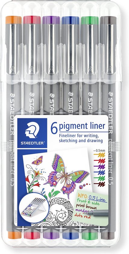 Pigment liner fineliner - box - 6 kleuren - Image 6