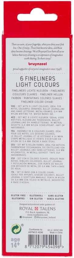 Bruynzeel Fineliner Set Licht 6 Kleuren - Image 2