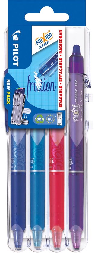 Pilot intrekbare roller FriXion Ball Clicker 2 Go | medium punt | 0 | 7 mm | blister met 4 stuks - Image 1