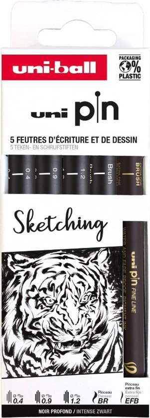 Uni Pin sketching set 5 stuks - Fineliner set voor Schetsen - Image 1