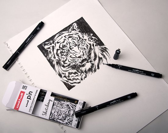 Uni Pin sketching set 5 stuks - Fineliner set voor Schetsen - Image 3