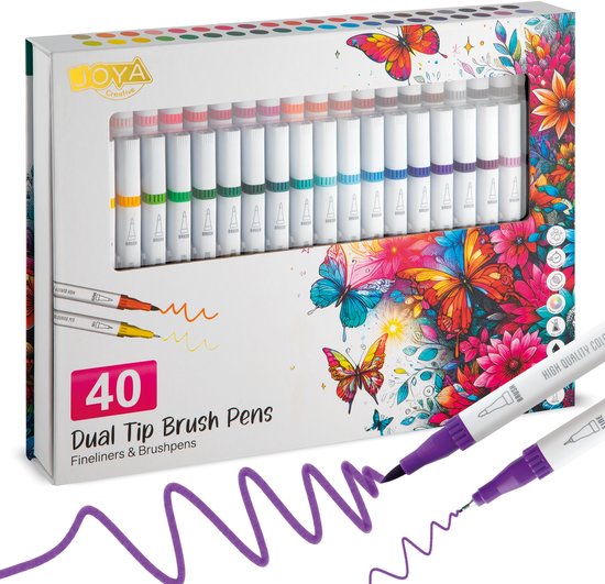 Joya Creative Fineliner en - Fineliners - Brush Set - Brush en Fineliner - voor Tekenen en - Image 1