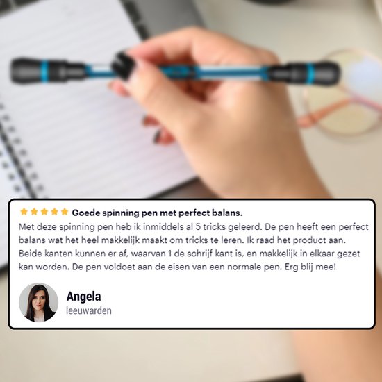 EZLife Spinning Pen Blue - Fidget Pen -Stress Relief Pen- Roterende Pen - 0.5mm Balpen Pen Spinner - Freestyle Pen - Weighted Spinner Pen - Image 3