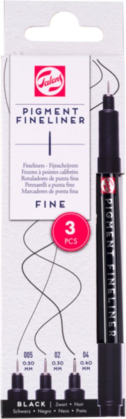 Talens Pigment Fineliner Set Fijn, 3 stuks - Image 1