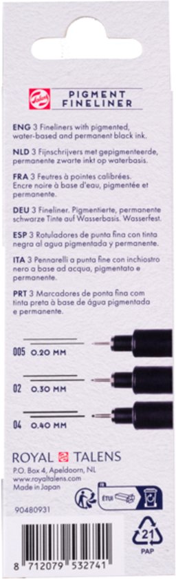 Talens Pigment Fineliner Set Fijn, 3 stuks - Image 2