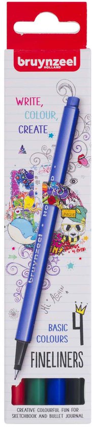 Fineliner - set 4 basis kleuren - Bruynzeel - Image 2
