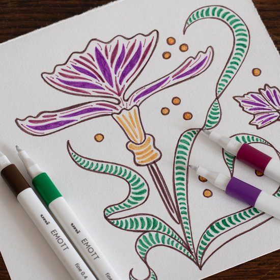 Uni Emott Fineliner Set 5 stuks - Secret Garden - Image 2
