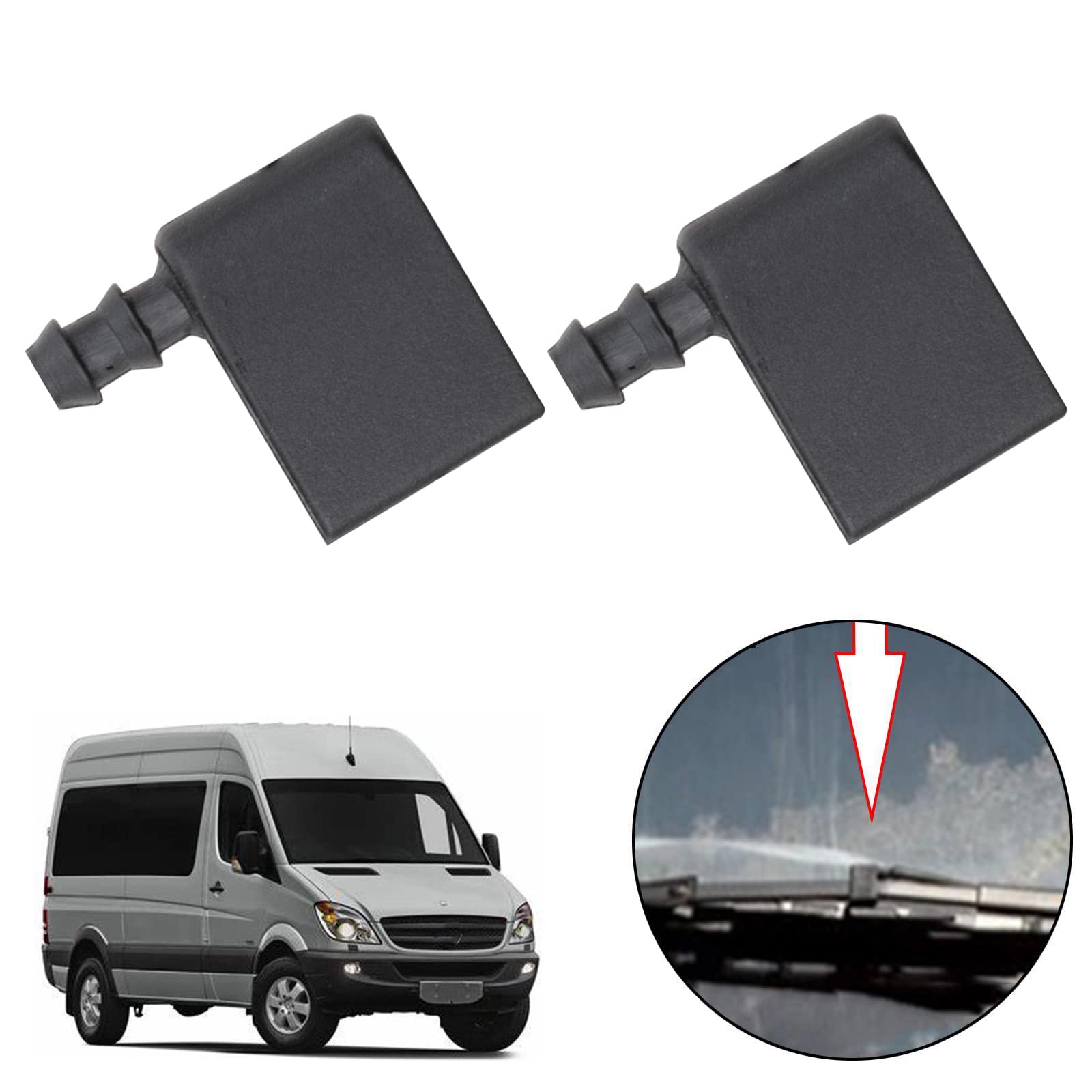 1 Pair Windscreen Wiper Nozzles Compatible with Mercedes Sprinter, Windscreen Wiper Washer Nozzles 2E1955985 2E1955986 - Image 2