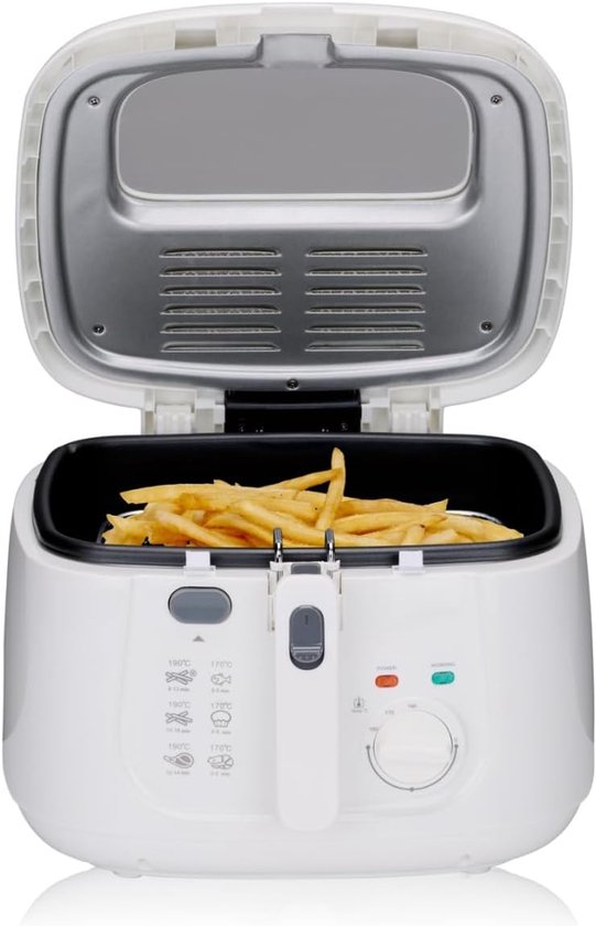 Friteuse - Frituurpan - Snacks Bereiden - Instelbare Temperatuur - 2.5 Liter - Wit - Image 1