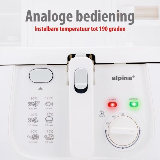Friteuse - Frituurpan - Snacks Bereiden - Instelbare Temperatuur - 2.5 Liter - Wit - Image 2