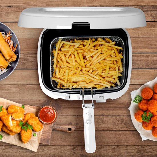 Friteuse - Frituurpan - Snacks Bereiden - Instelbare Temperatuur - 2.5 Liter - Wit - Image 3