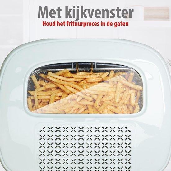 Friteuse - Frituurpan - Snacks Bereiden - Instelbare Temperatuur - 2.5 Liter - Wit - Image 4