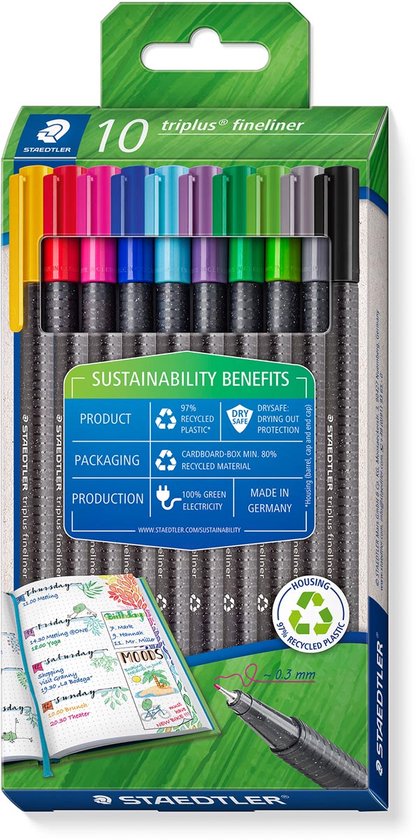 Staedtler Triplus fineliner eco | doosje van 10 stuks | assorti - Image 2