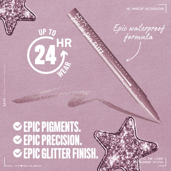NYX Professional Make Up Epic Ink Liner Glitz Eyeliner - Intense kleur - Glitz - 1 ST - Image 4