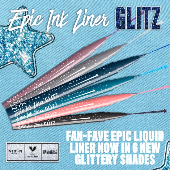 NYX Professional Make Up Epic Ink Liner Glitz Eyeliner - Intense kleur - Glitz - 1 ST - Image 5