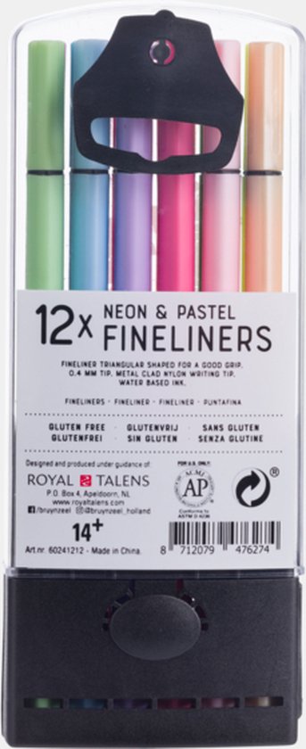 Bruynzeel Fineliner Set Neon & Pastel, 12 Kleuren - Image 2