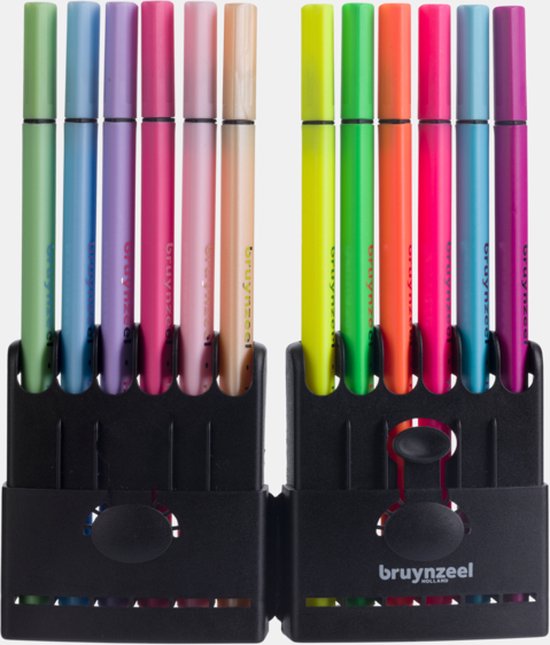 Bruynzeel Fineliner Set Neon & Pastel, 12 Kleuren - Image 3