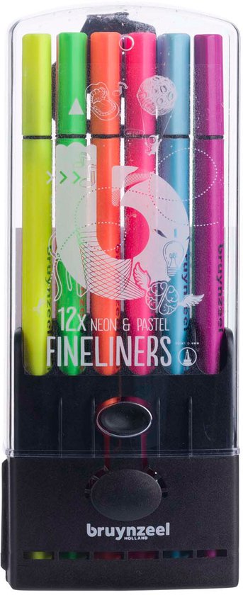 Bruynzeel Fineliner Set Neon & Pastel, 12 Kleuren - Image 4