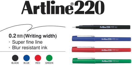 Artline 220 Stiften - Set van 12 Stuks 0,2mm Puntdikte - Image 5